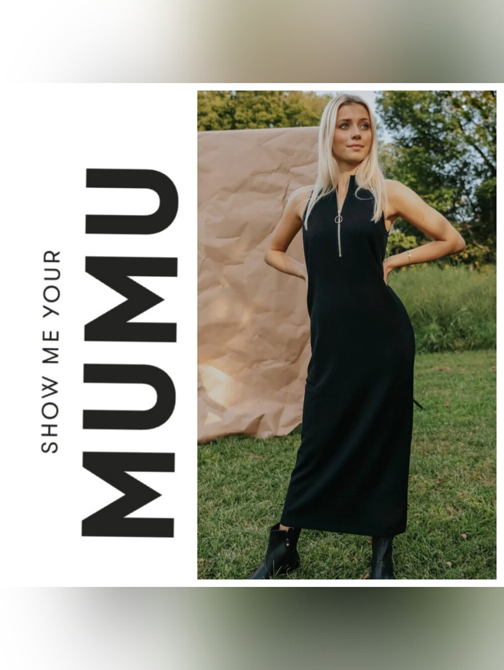 Show Me Your Mumu | Black Sleeveless Knit Charlie 1/4 Zip Midi Dress Small